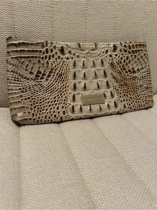 Brahmin Handbags - Brahmin Taupe Croc-Embossed Leather Wristlet Clutch